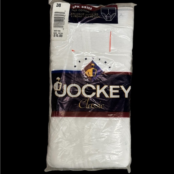 Men’s 3 Pkg Vintage Jockey 38 Brief White 1996 Y Front Fly Style 9007CR Cotton - Picture 1 of 6